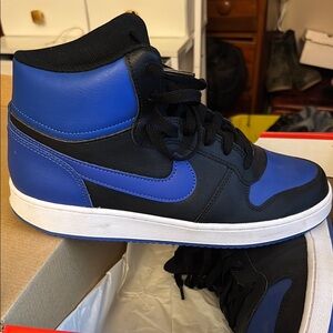 Nike Black and Blue High-Top Sneaker Ebernon mid